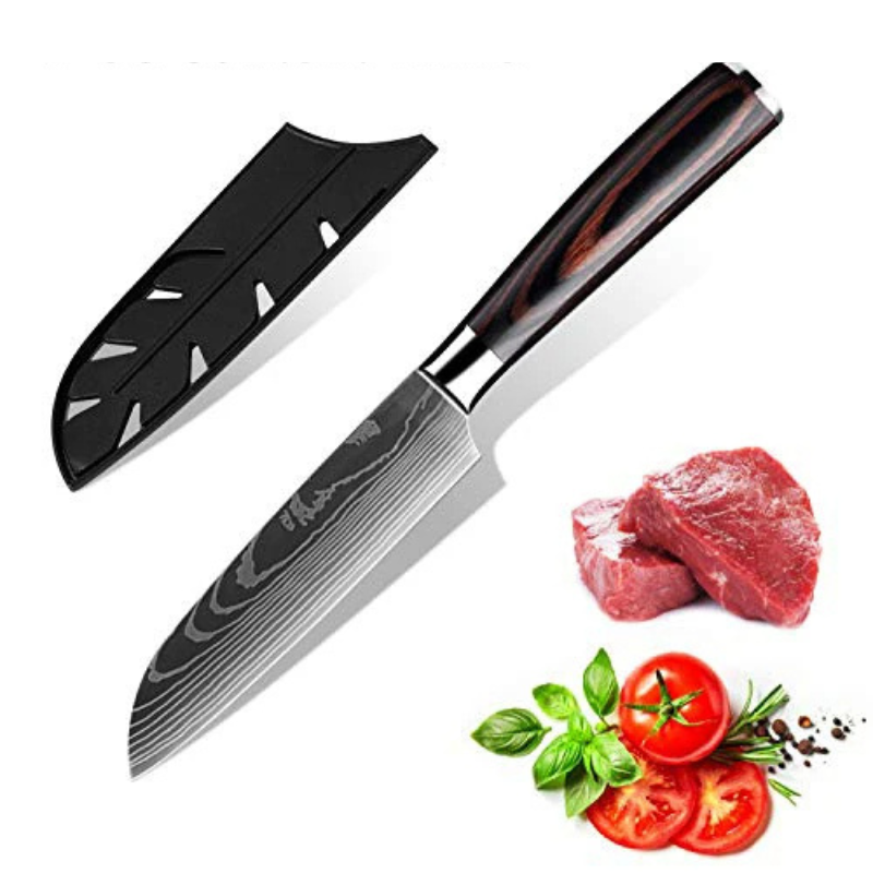 3Pcs Kitchen Knives Set Stainless Steel Japanese Damascus Pattern Pro Chef  Knife