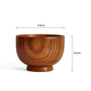 1Pc Small Wooden Bowl – Round Japanese-Style Bowl for Rice, Soup, Snacks, Fruit, Dessert & Noodles