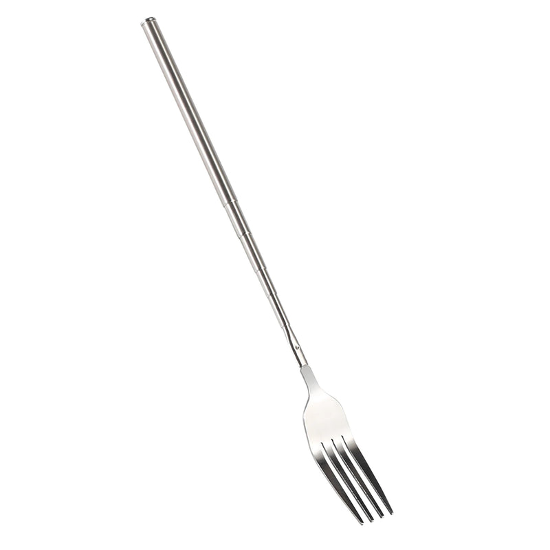 Telescopic Extendable Stainless Steel Fork – Adjustable 22cm to 64cm Long Handle for BBQ, Dinner, Fruit & Dessert