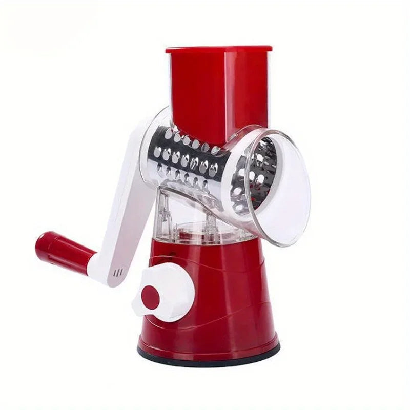 Manual Rotary Cheese Grater & Vegetable Slicer – Round Mandoline Shredder for Carrots, Potatoes, Veggies & More