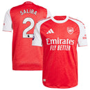 William Saliba Arsenal adidas 2025/26 Home Player Jersey - Red