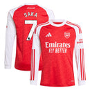 Bukayo Saka Arsenal adidas Youth 2025/26 Home Long Sleeve Player Jersey - Red