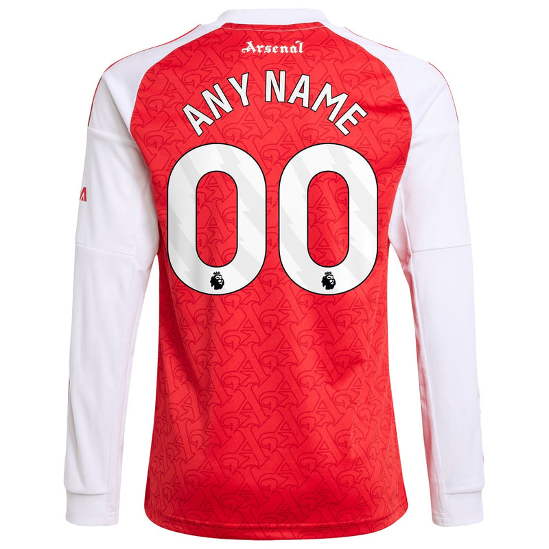 Arsenal adidas Youth 2025/26 Home Long Sleeve Custom Jersey - Red