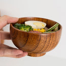 1Pc Small Wooden Bowl – Round Japanese-Style Bowl for Rice, Soup, Snacks, Fruit, Dessert & Noodles