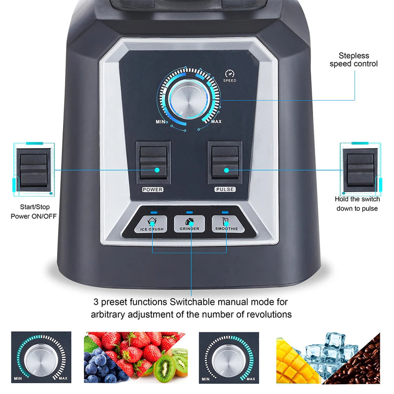 BioloMix Professional Automatic Smoothie Blender – BPA-Free 2L Low-Profile Jar with Food Mixer, Juicer & Ice Crusher