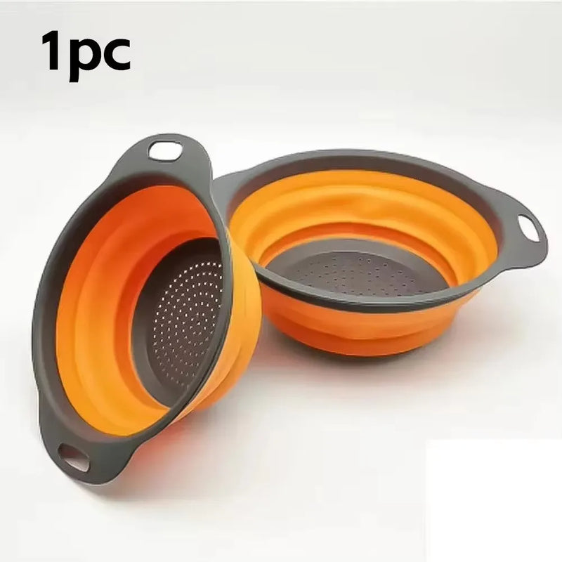 Foldable Silicone Strainer Basket – Collapsible Colander for Washing Fruits, Vegetables & Dish Draining