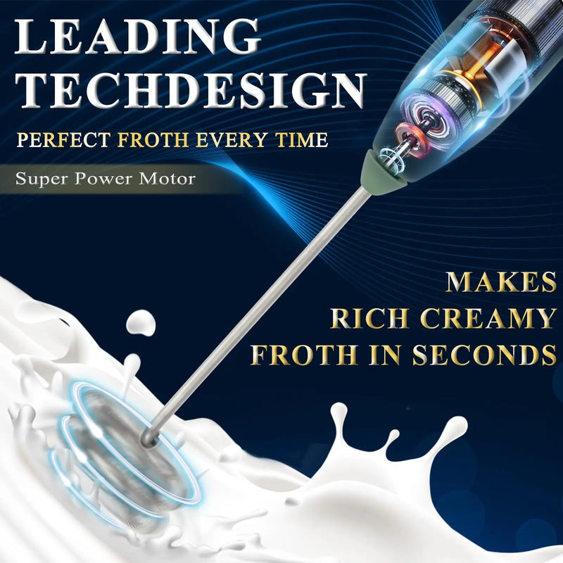 Powerful Rechargeable Handheld Milk Frother – Electric Foam Maker & Drink Mixer for Lattes, Coffee & Eggs
