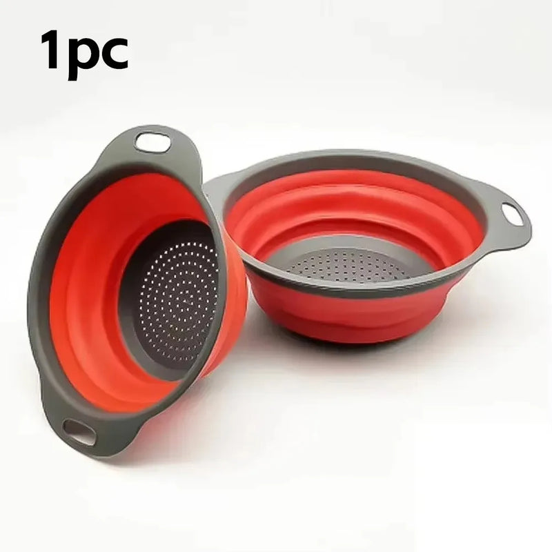 Foldable Silicone Strainer Basket – Collapsible Colander for Washing Fruits, Vegetables & Dish Draining