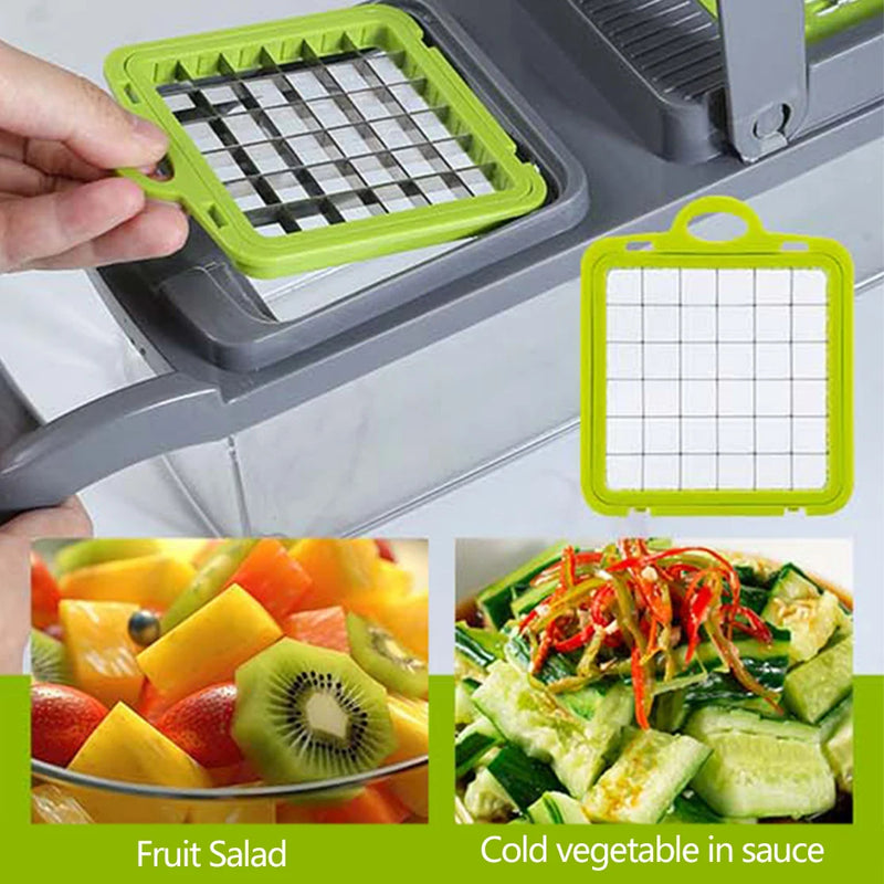 Multifunctional Vegetable Cutter & Slicer – Fruit, Potato, Carrot Grater with Basket & Peeler for Kitchen Use