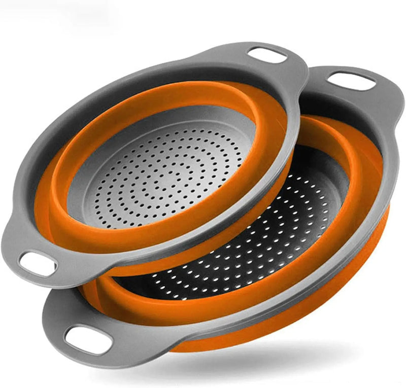 Collapsible Silicone Pasta Strainer – Space-Saving Kitchen Colander for Draining Fruit, Vegetables & Washing Over Sink