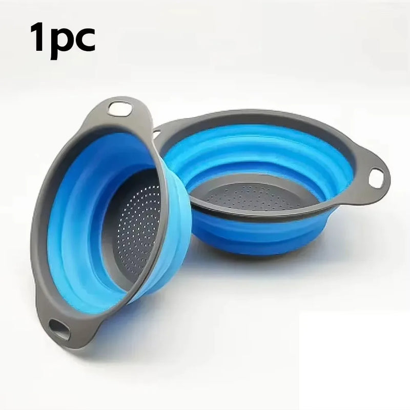 Foldable Silicone Strainer Basket – Collapsible Colander for Washing Fruits, Vegetables & Dish Draining