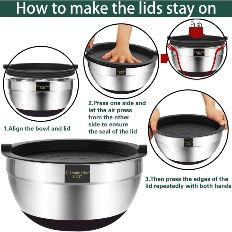 5-Piece Stainless Steel Mixing Bowl Set – Nesting Design for Baking, Cooking & Serving – Dishwasher Safe & Space-Saving