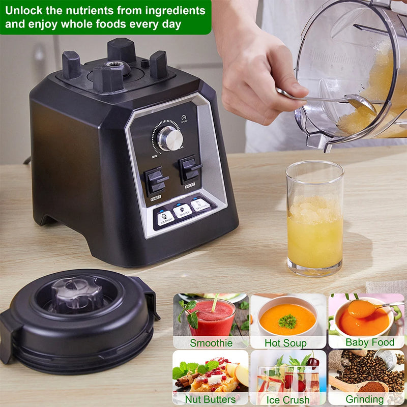 BioloMix Professional Automatic Smoothie Blender – BPA-Free 2L Low-Profile Jar with Food Mixer, Juicer & Ice Crusher