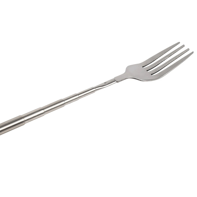 Telescopic Extendable Stainless Steel Fork – Adjustable 22cm to 64cm Long Handle for BBQ, Dinner, Fruit & Dessert
