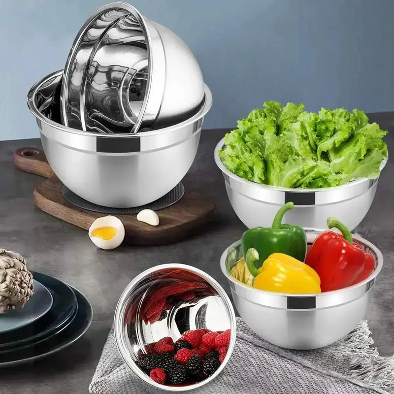 5-Piece Stainless Steel Mixing Bowl Set – Nesting Design for Baking, Cooking & Serving – Dishwasher Safe & Space-Saving