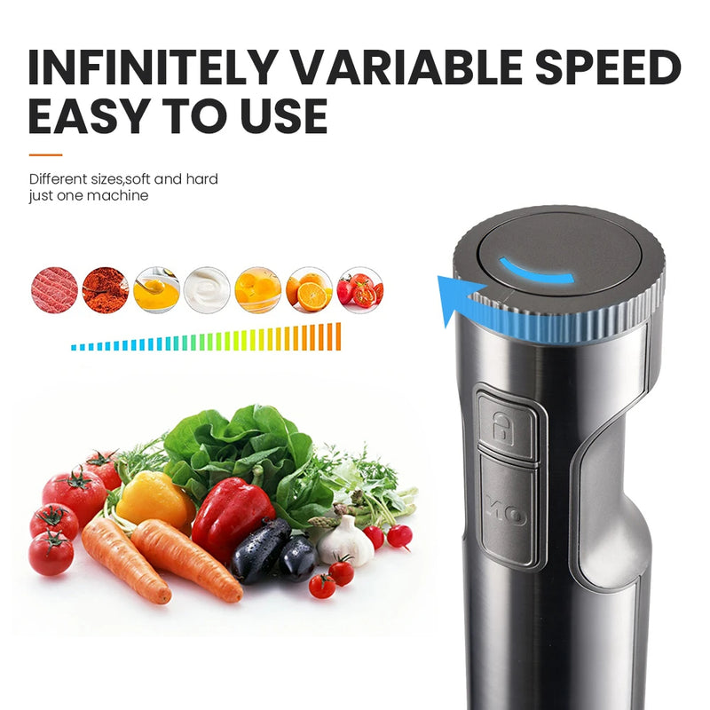 MIUI 1000W Hand Immersion Blender – Powerful 4-in-1 Stainless Steel Stick Mixer with 700ml Beaker, 500ml Processor & Whisk