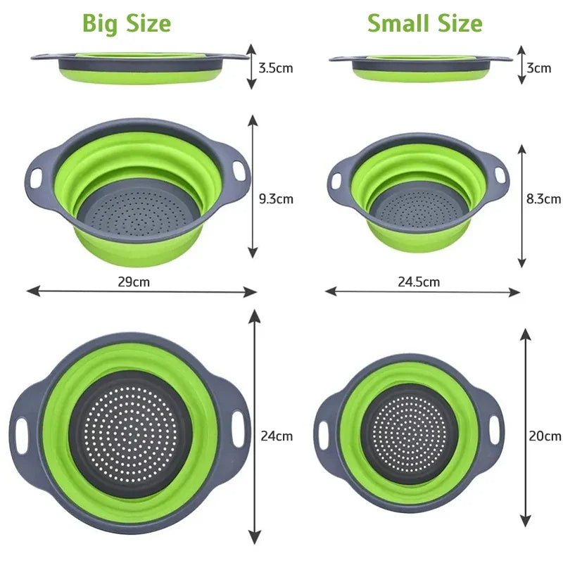 Foldable Silicone Strainer Basket – Collapsible Colander for Washing Fruits, Vegetables & Dish Draining
