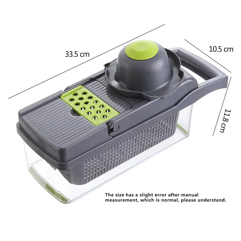 Multifunctional Vegetable Cutter & Slicer – Fruit, Potato, Carrot Grater with Basket & Peeler for Kitchen Use