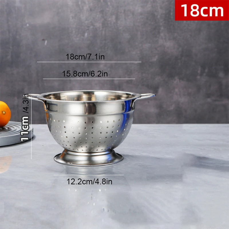 Large Capacity Stainless Steel Kitchen Strainer – Metal Basket for Washing & Filtering Food