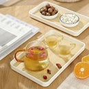 PP Rectangular Anti-Slip Serving Tray – Imitation Wood Grain Dinner Plate for Teacups, Kettle & Household Use
