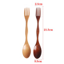 2-in-1 Natural Wood Cutlery – Dual-Head Soup Spoon & Fork, Eco-Friendly Tableware for Kitchen & Dining