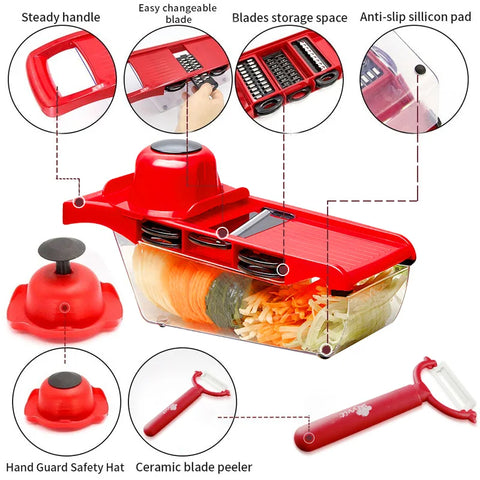 Myvit Vegetable Cutter & Slicer – Multi-Function Kitchen Tool with Steel Blade for Peeling, Grating & Slicing