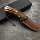 Handmade VG10 Damascus  With Leather for Camping Outdoor Hunting -