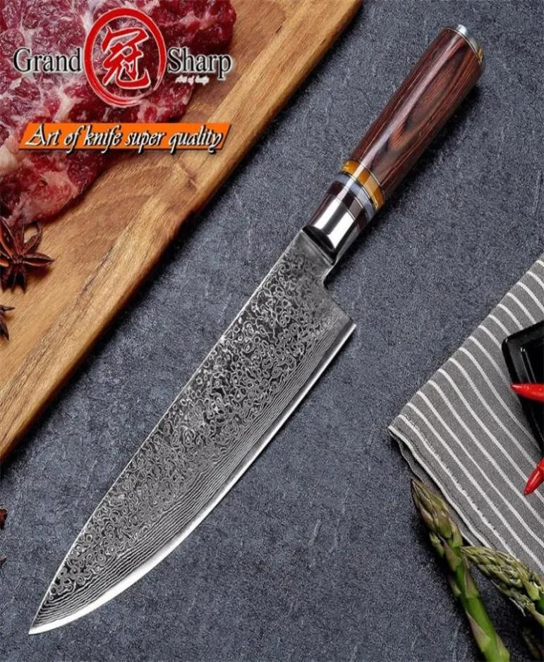 GRANDSHARP 67-Layer Japanese Damascus Steel Chef Knife Set - Traditional Chinese Style