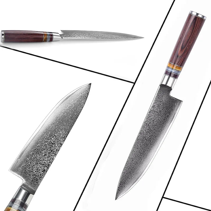 GRANDSHARP 67-Layer Japanese Damascus Steel Chef Knife Set - Traditional Chinese Style