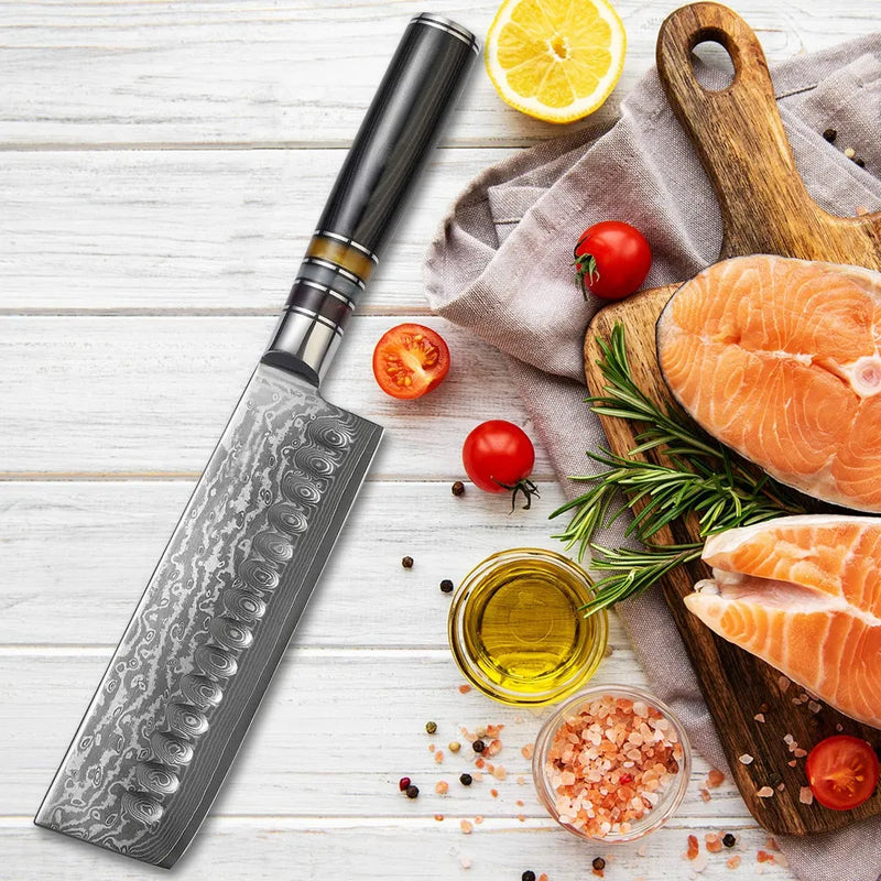 7-Inch VG10 Damascus Steel Chef Knife Set - Sharp Japanese Kitchen Knives