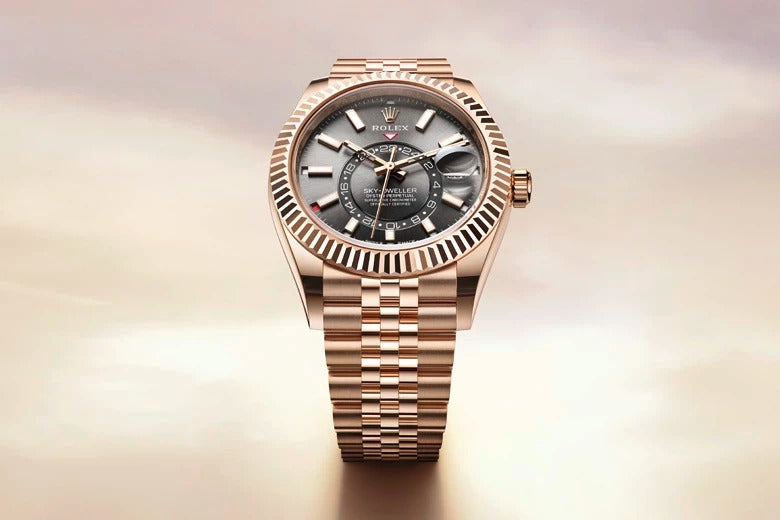 Sky-Dweller – 42 mm Yellow Rolesor | Dual Time Zone Luxury Watch in Steel and 18 ct Yellow Gold