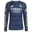 Real Madrid adidas 2025/26 Away Long Sleeve Custom Jersey - Blue