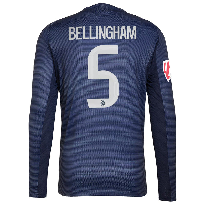 Jude Bellingham Real Madrid adidas 2025/26 Away Long Sleeve Player Jersey - Blue
