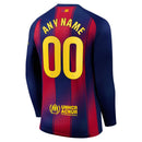 Barcelona Nike 2025/26 Home Long Sleeve Custom Jersey - Navy