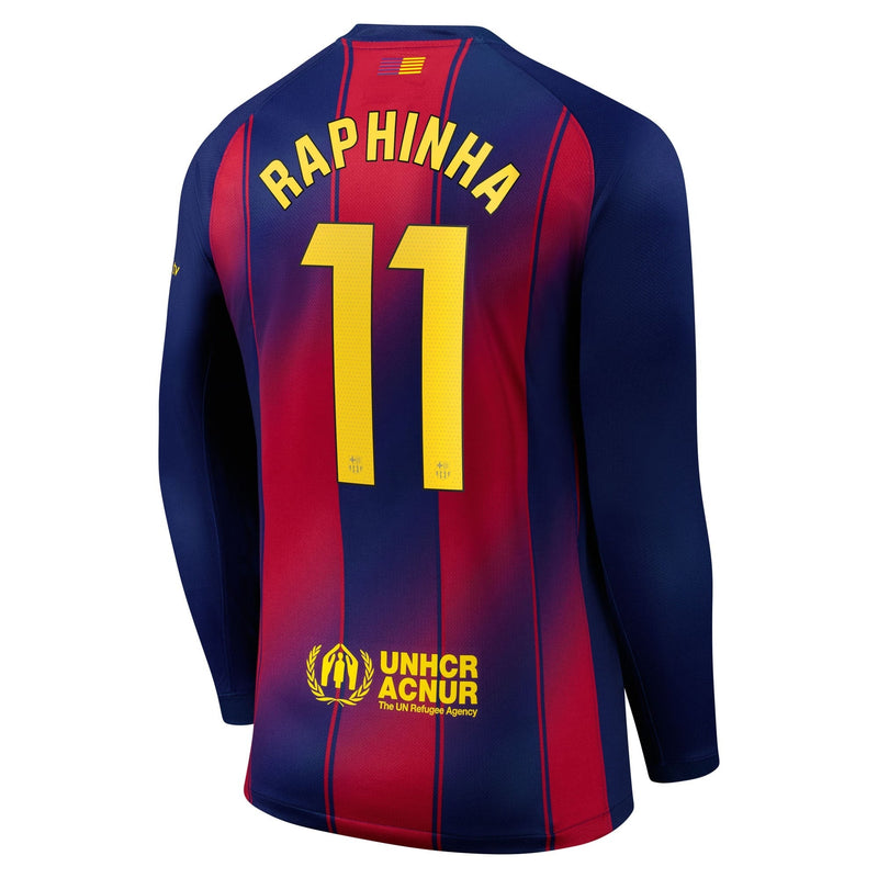 Raphinha Barcelona Nike 2025/26 Home Long Sleeve Jersey - Navy