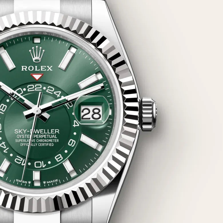 Sky-Dweller – 42 mm White Rolesor | Dual Time Zone Watch in Oystersteel and 18 ct White Gold