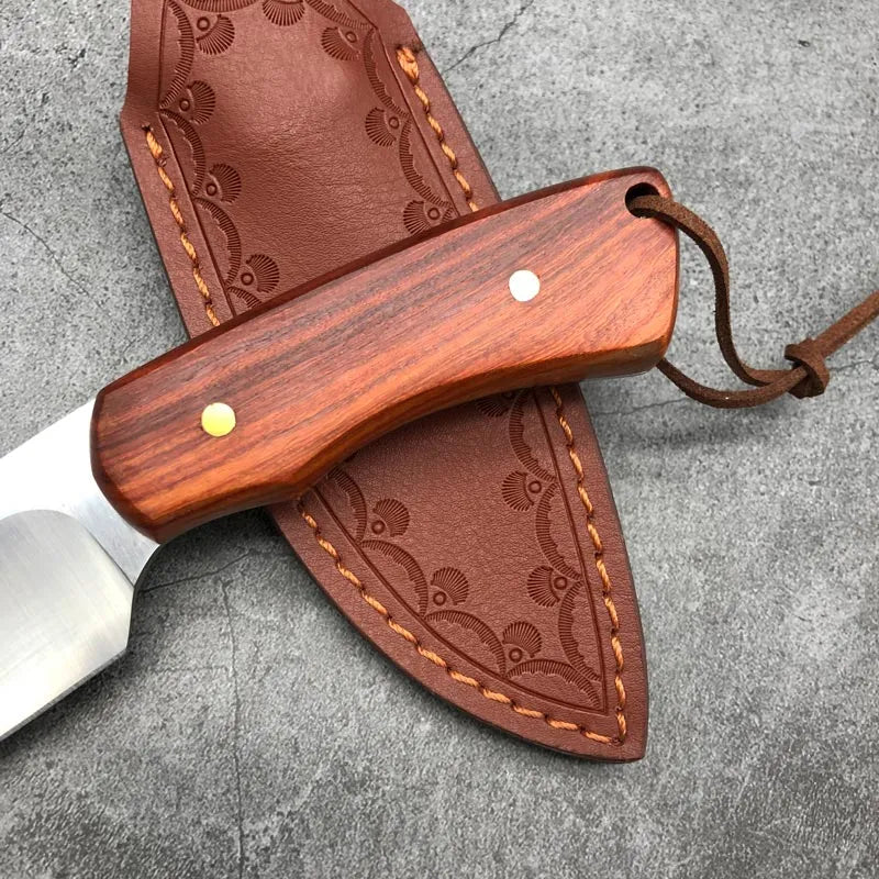 Handmade  D2  With Leather Sheath for Camping Outdoor Hunting
