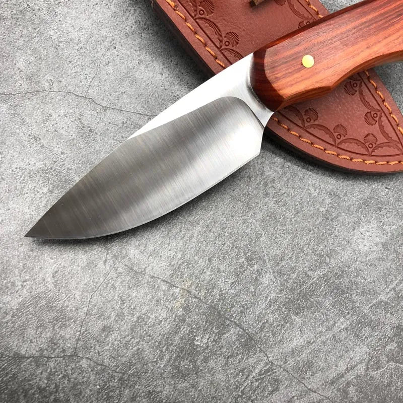 Handmade  D2  With Leather Sheath for Camping Outdoor Hunting
