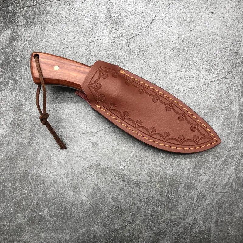 Handmade  D2  With Leather Sheath for Camping Outdoor Hunting